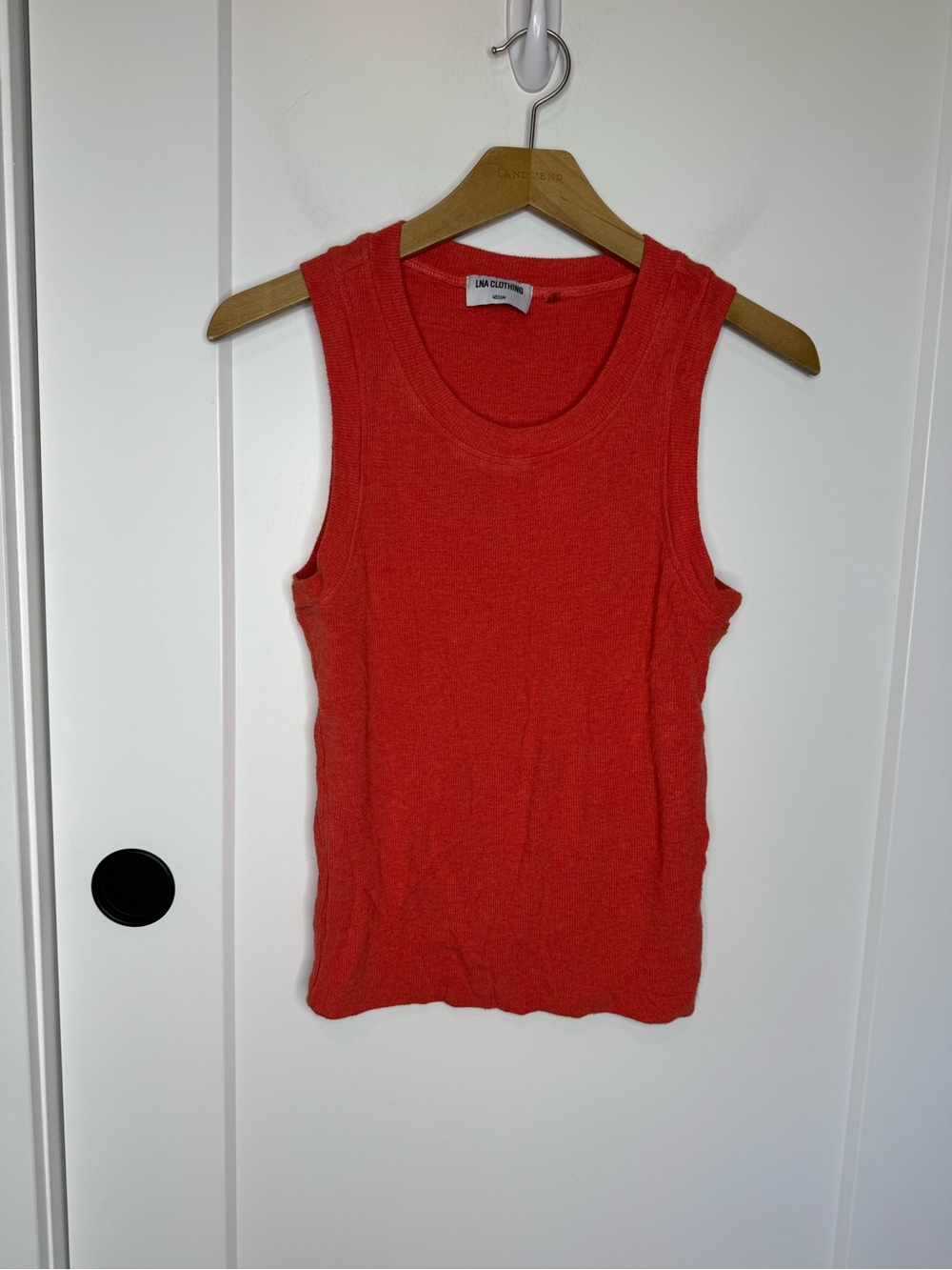 LNA Clothing Jones Ribbed Knit Wide Strap Tank Top Red Scoop Neck Size Medium - Picture 2 of 5